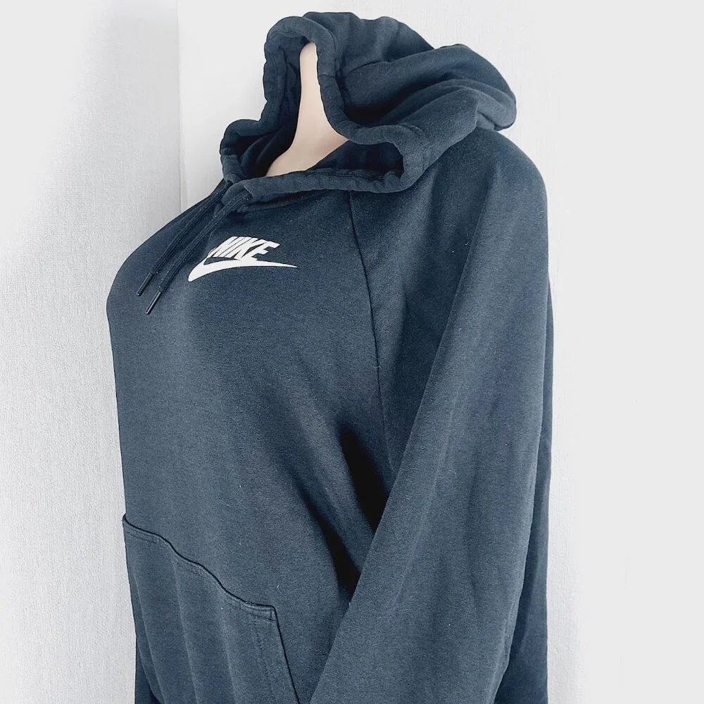 Nike Women's Black Sportswear Rally Funnel Neck Fleece Pullover Hoodie Size L